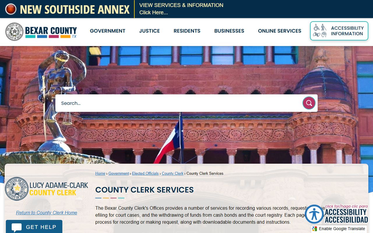 bexar county clerk services death records