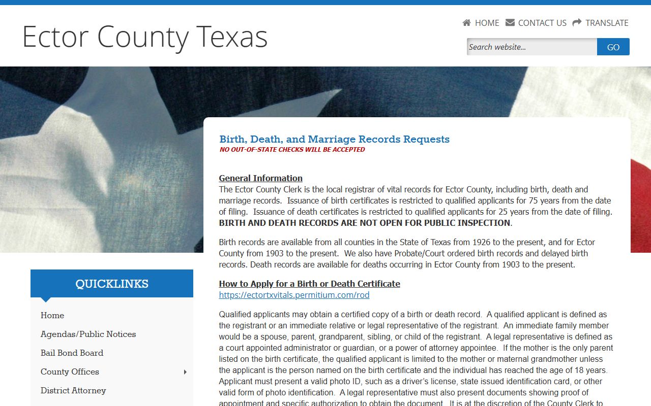ector county death records