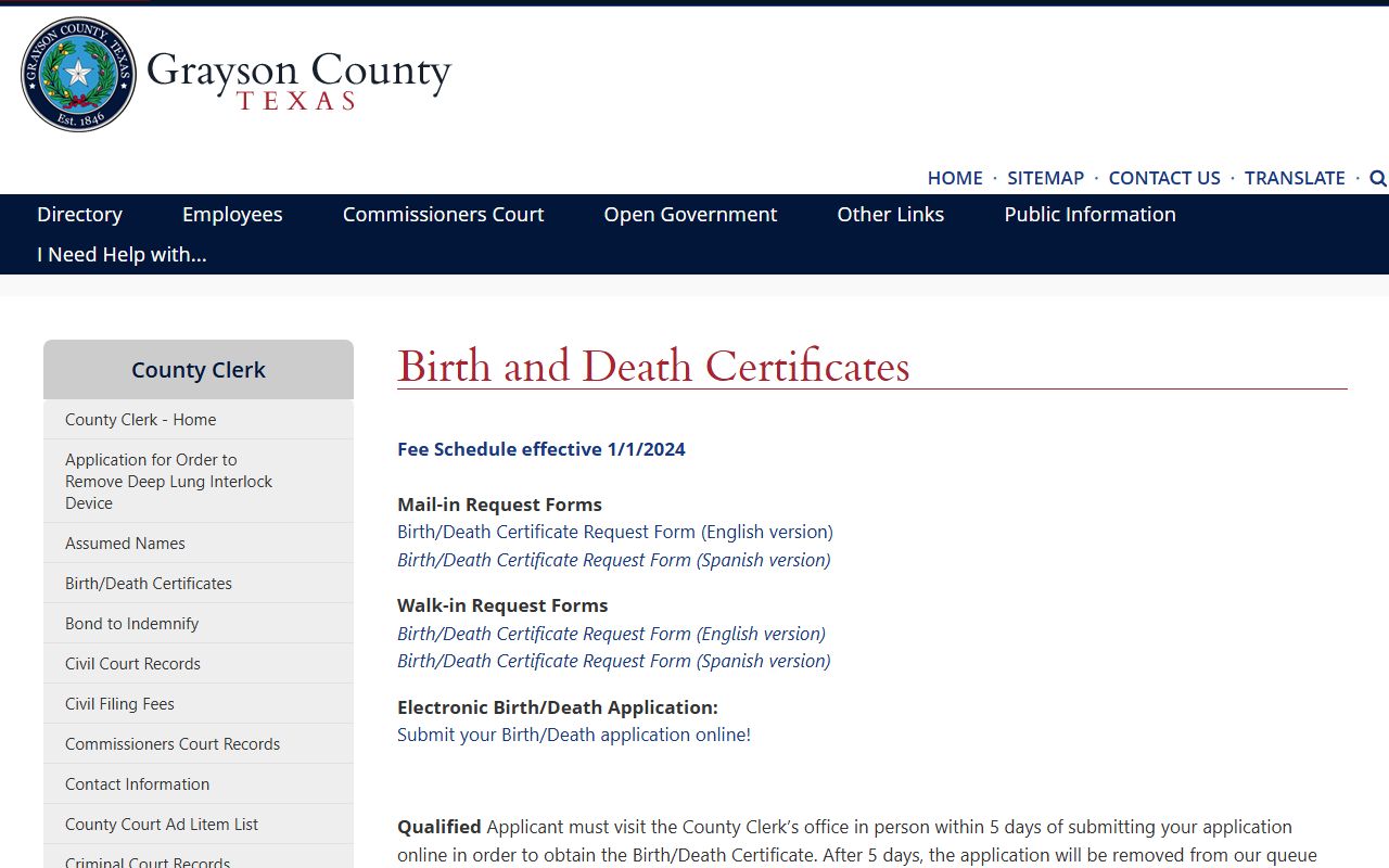 grayson county death records