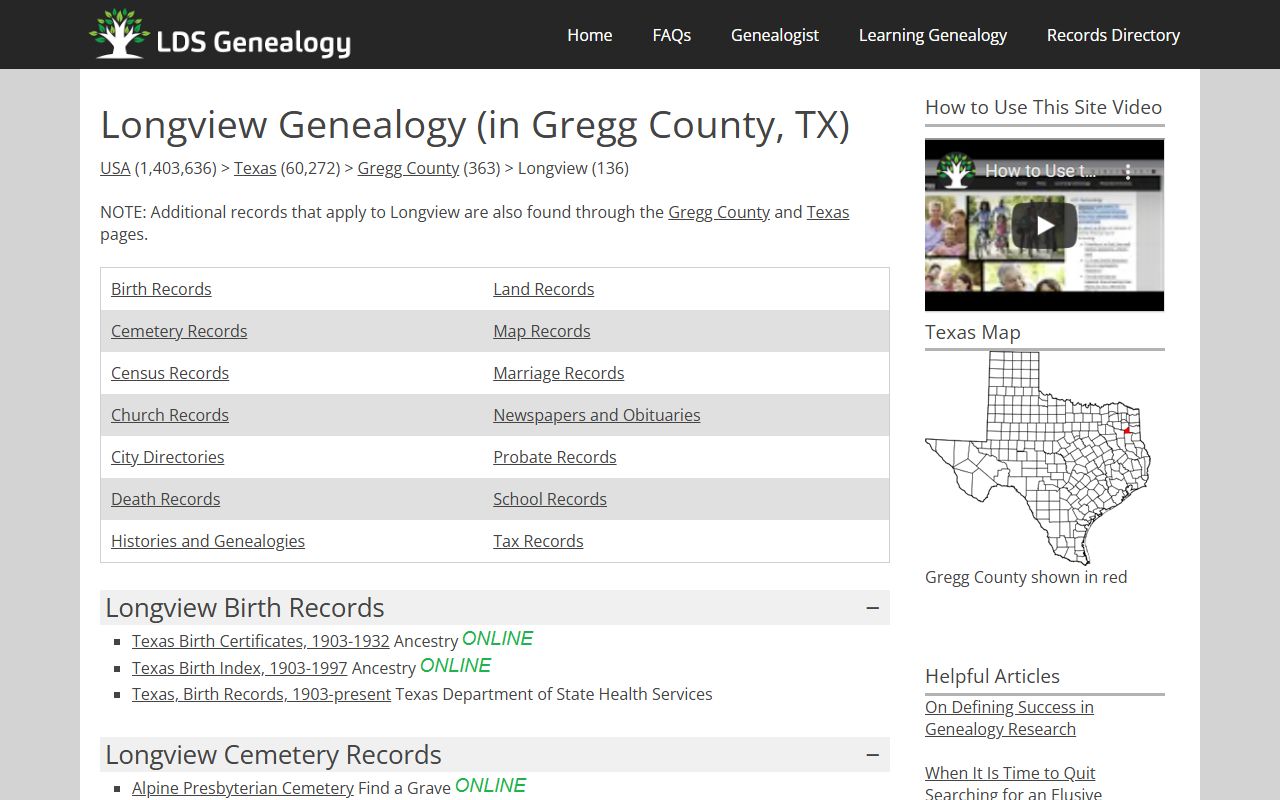 gregg county death records