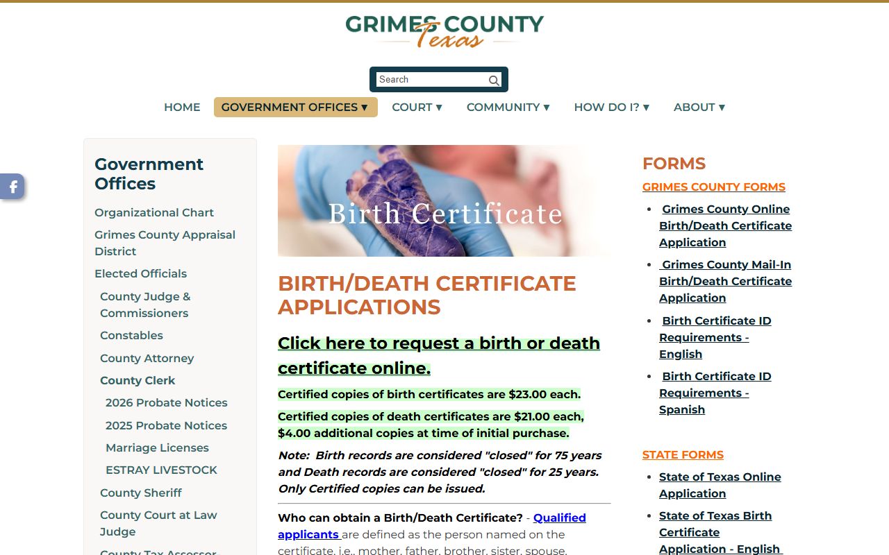 grimes county death records