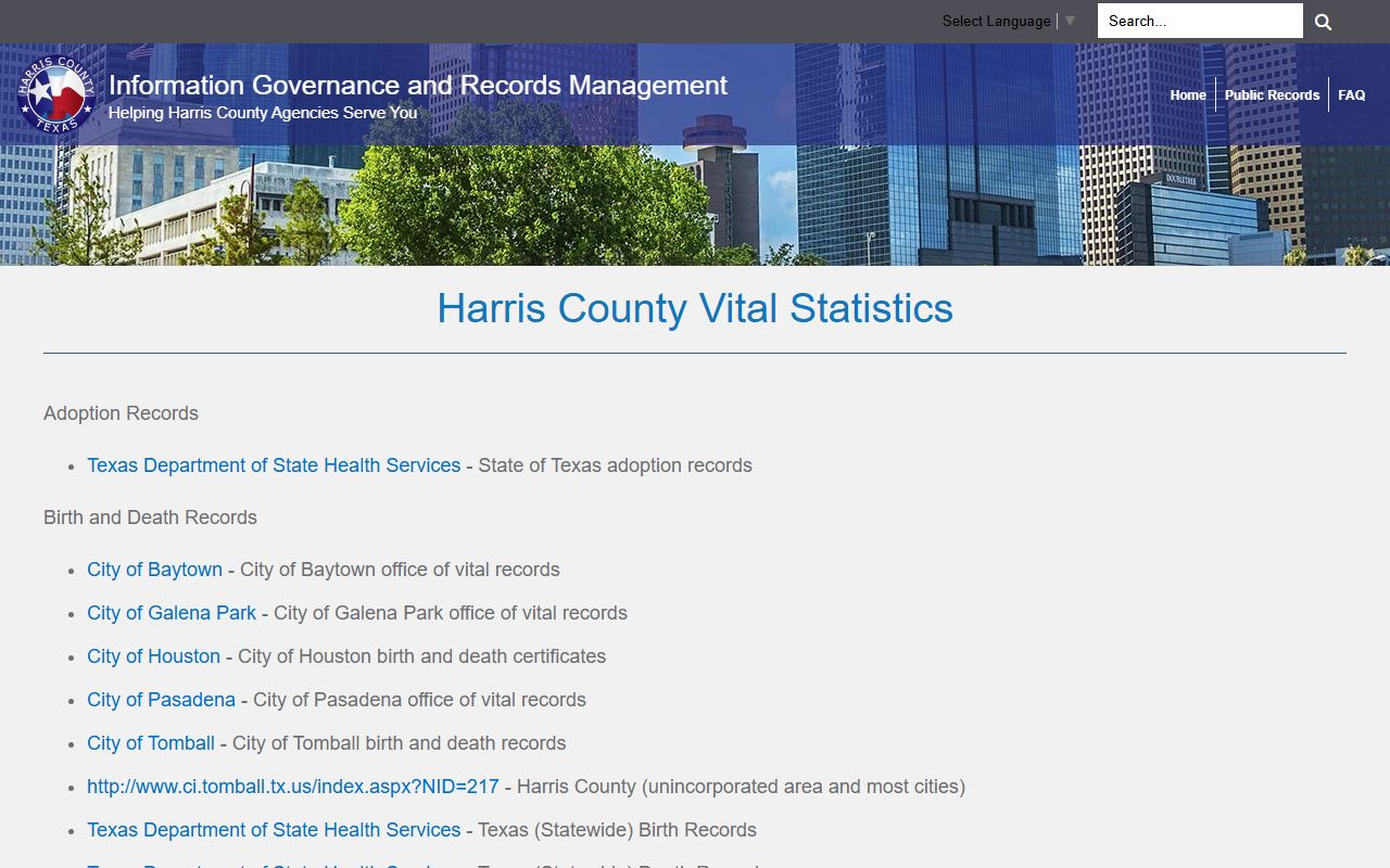 harris county death records vital statistics