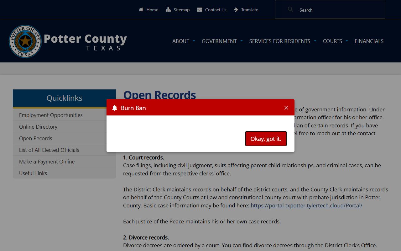 potter county death records