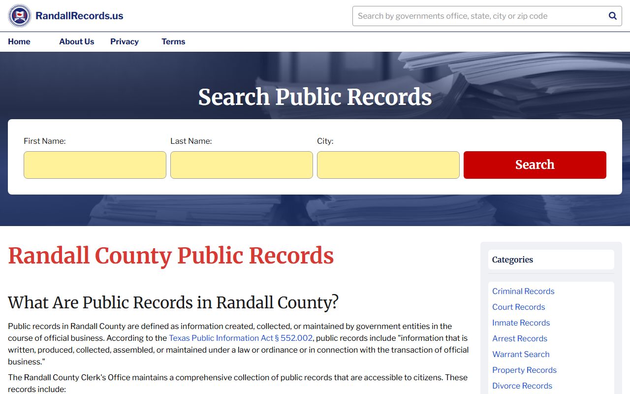 randall county death records