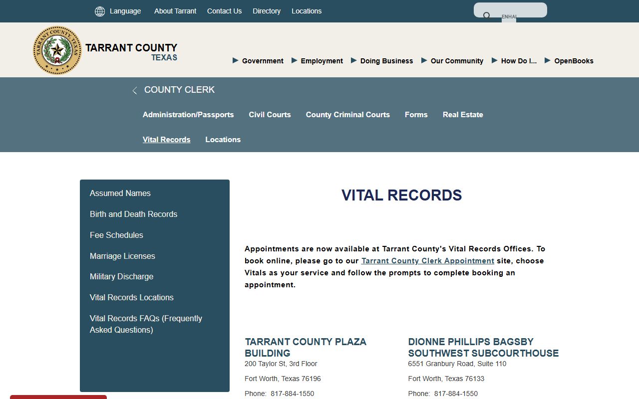 tarrant county death records