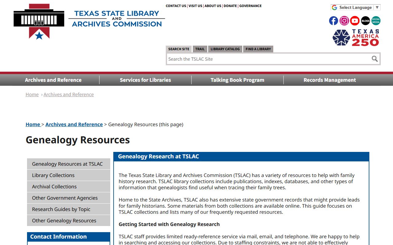 Texas State Library and Archives Commission genealogy death records collection